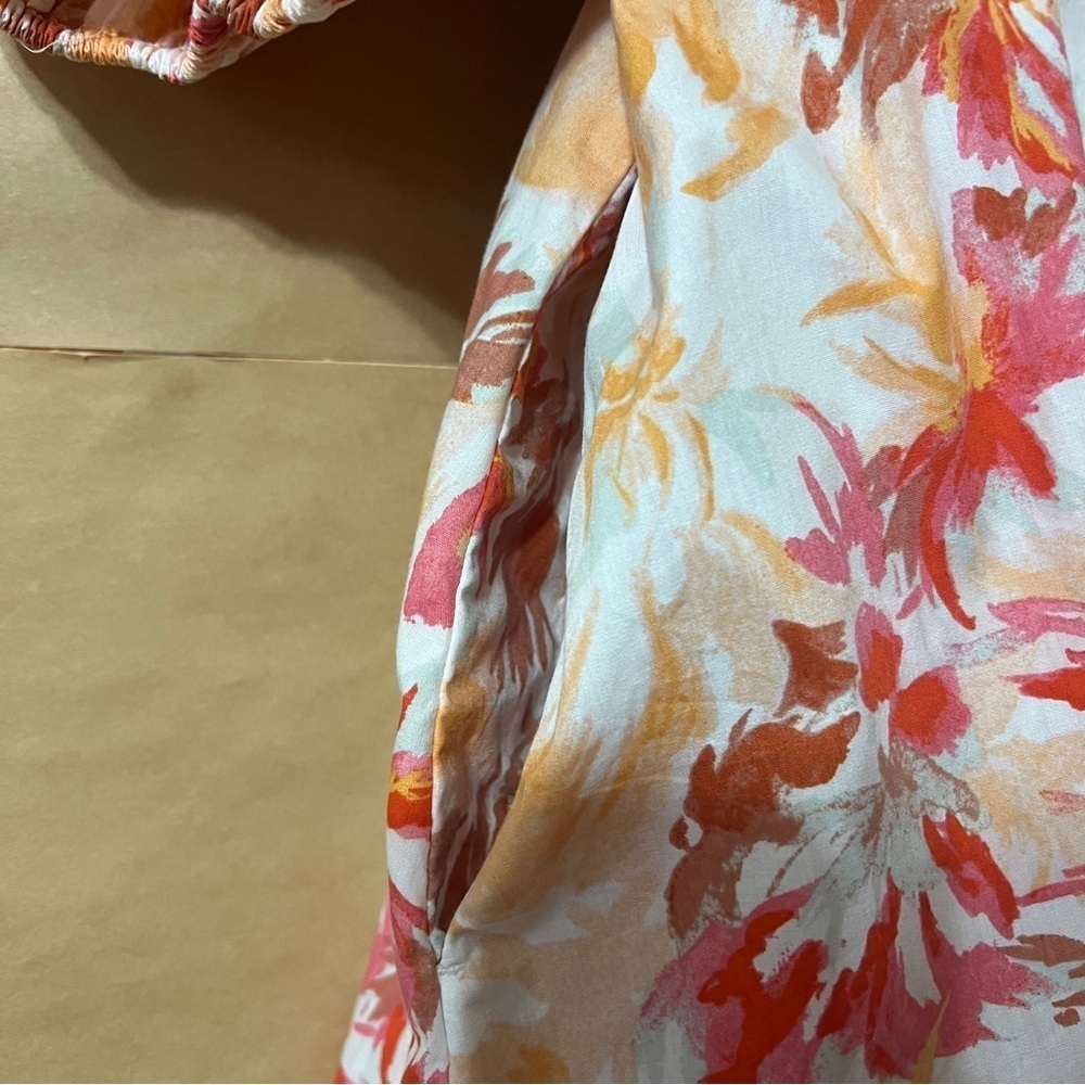 Abercrombie & Fitch | Emerson Poplin Puff Sleeve Mini Dress Orange Floral Size M - Picture 6 of 11